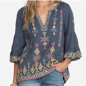 Johnny Was Multicolor Embroidered Blouse